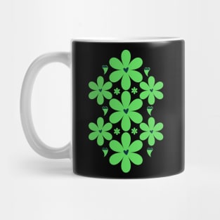 Green Flowers with Heart Shapes Mug